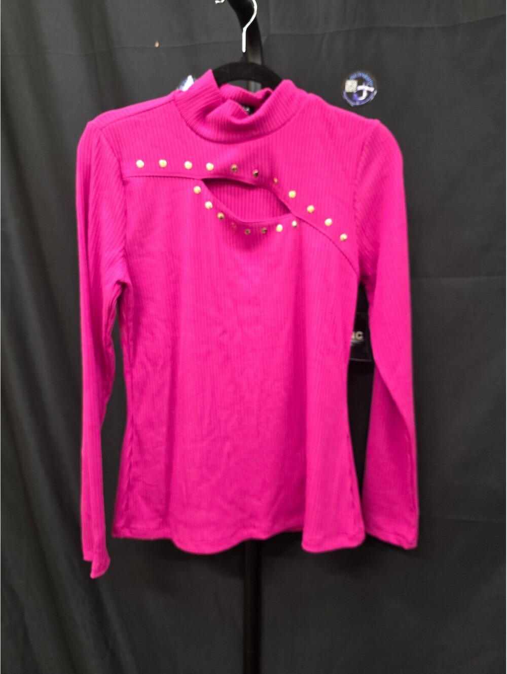 INC INTERNATIONAL CONCEPTS STUDDED CUT‑OUT MOCK‑NECK TOP PINK TUTU M